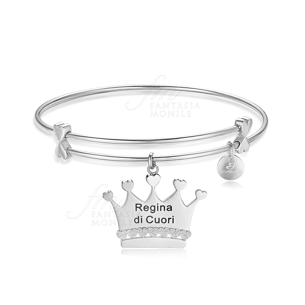 Bracciale Luca Barra Acciaio Corona Regina Di Cuori BK1548 - Fantasia Monile