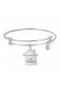 Bracciale Cerchio Luca Barra Casa Incisione La Famiglia Glitter Acciaio BK1546