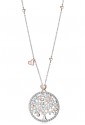 Collana Chanel Luca Barra Acciaio Silver E Rosa Albero Della Vita Cristalli CK1177