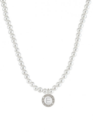 Collana Dvccio Perle Silver Lettera E Smalto Bianco UGKY3FM