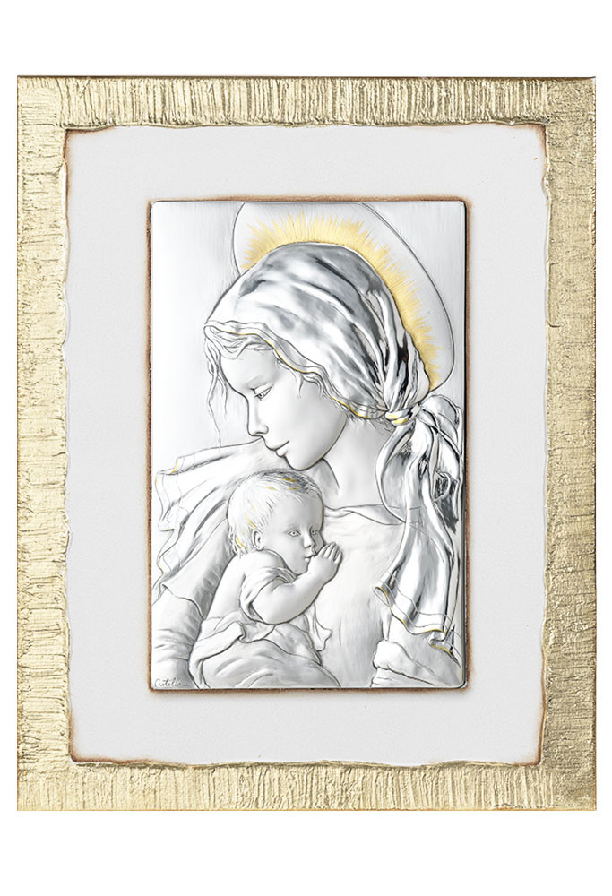 Quadro Madonna Argento 925 Legno Misura 32x45 Regalo Matrimonio Acca 60DF.1  - Fantasia Monile