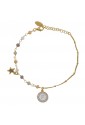 Bracciale Dvccio Donna Argento Gold Filo Unico Lettera F Pietre Gialle 3TCSRFM