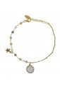 Bracciale Dvccio Donna Argento Gold Filo Unico Lettera G Pietre Gialle AX902FM