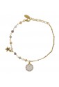 Bracciale Dvccio Iris Pietre Giallo Argento Gold Lettera O Donna QCIJIFM