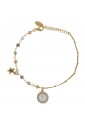 Bracciale Dvccio Iris Pietre Giallo Argento Gold Lettera T Donna QNBL2FM