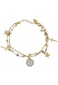 Bracciale Dvccio Donna Argento Gold Due Fili Lettera M Pietre Gialle RAGP8FM