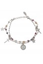 Bracciale Dvccio Iris Due Fili Pietre Rosa Argento Lettera A Donna 6BWE4FM