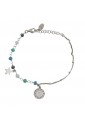 Bracciale Dvccio Donna Argento Filo Unico Lettera O Pietre Blu Verde U9QKIFM