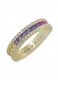 Anello Veretta Tutto Giro Cristalli Multicolor Arcobaleno Argento Laminato Gold Misura 14 Fantasia Monile CA6JGFM