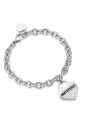 Bracciale Donna Luca Barra Charm Cuore Incisione Anniversario Acciaio BK1923