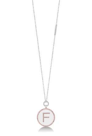 Collana Dvccio Lunga Argento Lettera F smalto Bianco ICUEZFM