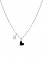 Collana Dvccio Girocollo Argento Rosa Cuore Lettera N Smalto Nero KXUAPFM