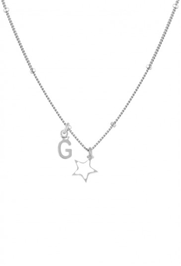 Collana Dvccio Girocollo Argento Stella Lettera G Smalto Bianco PH7Q5FM