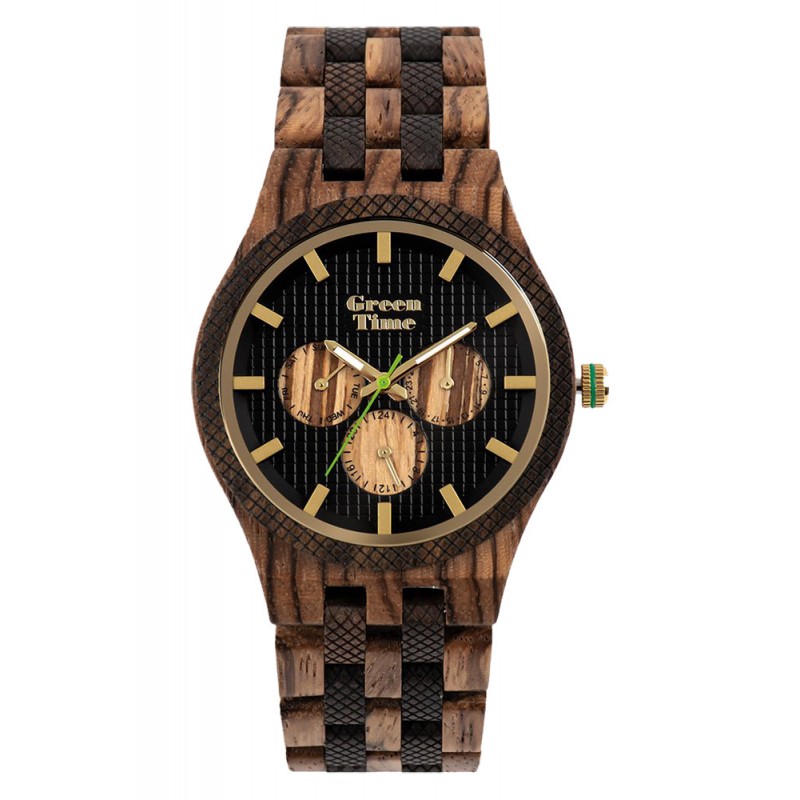 Orologio Legno Zebrano Sandalo SoloTempo Datario Green Time ZW147A