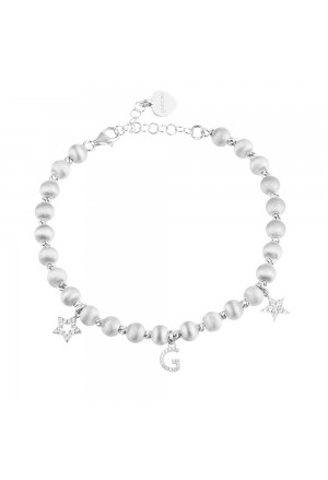 Bracciale Dvccio Argento Silver Victoria Lettera G Stelle Bianche FGM3ZFM