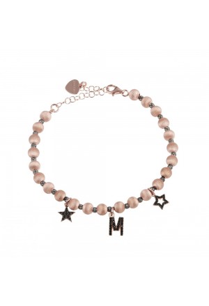 Bracciale Dvccio Argento Rosa Victoria Lettera M Stelle Nere S19XWFM