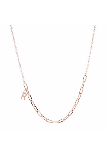 Collana Dvccio Argento Rosa Diva Lettera R Pietre Bianche XQSN4FM