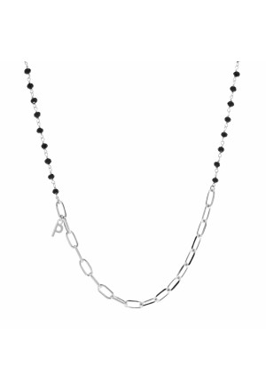 Collana Dvccio Argento Silver Diva Lettera P Pietre Nere Q167DFM