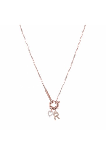 Collana Dvccio Argento Rosa Lettera R Ciondoli Cristalli Bianchi T0FOFFM