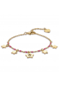 Bracciale Acciaio Gold Stelle Pietre Fuxia BK2065