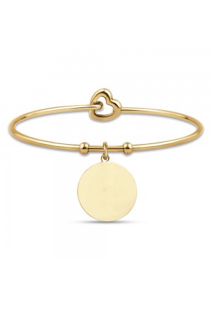 Bracciale Rigido Luca Barra Acciaio Gold Piastra Personalizzabile BK2119