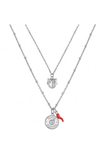 Collana Broswey Chakra Acciaio Doppio Filo Pandenti Portafortuna Charm Gufo Coccinella BHKN068