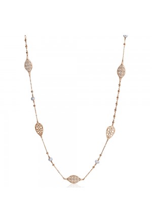 Collana Broswey Tailor Acciaio Rose Gold Elementi Traforati Cristalli Crystal BIL04