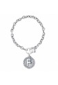 Bracciale Rollo Dvccio Freedom Argento Brunito Lettera F Small Charm Cornetto Portafortuna T1BYAFM