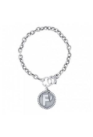 Bracciale Rollo Dvccio Freedom Argento Brunito Lettera P Small Charm Cornetto Portafortuna 6Q1ESFM