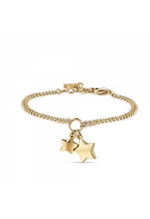 Bracciale Morbido Doppio Filo Charms Stelle Acciaio Gold Luca Barra BK2215