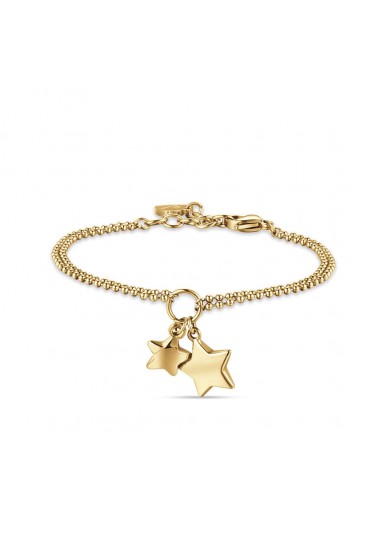 Bracciale Morbido Doppio Filo Charms Stelle Acciaio Gold Luca Barra BK2215