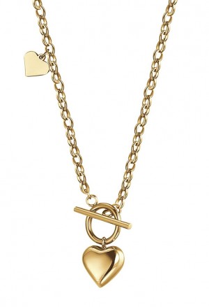 Collana Girocollo Charms Cuori Acciaio Gold Luca Barra CK1646