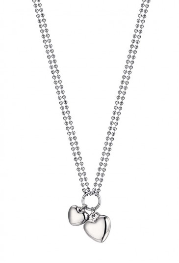 Collana Girocollo Doppio Filo Charms Cuori Acciaio Luca Barra CK1637