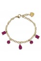 Bracciale Luca Barra Cristalli Fucsia Acciaio Dorato BK2260