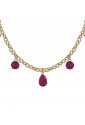 Collana Girocollo Luca Barra Cristalli Fucsia Acciaio Dorato CK1684