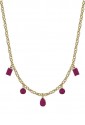 Collana Girocollo Luca Barra Cristalli Fucsia Acciaio Dorato CK1684