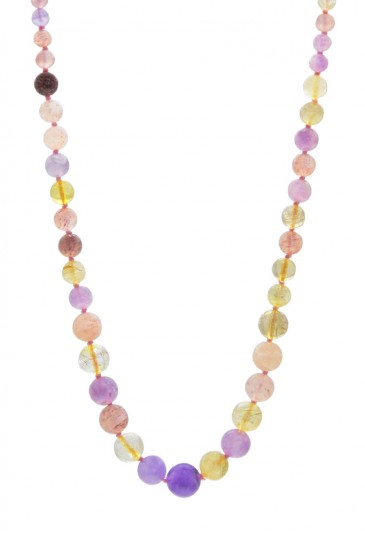 Collana Lunga Pietre Naturali Quarzo Rosa Viola Lunghezza 56 Cm A Scalare Fantasia Monile QKT0OFM