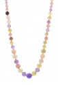 Collana Lunga Pietre Naturali Quarzo Rosa Viola Lunghezza 56 Cm A Scalare Fantasia Monile QKT0OFM