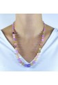 Collana Lunga Pietre Naturali Quarzo Rosa Viola Lunghezza 56 Cm A Scalare Fantasia Monile QKT0OFM