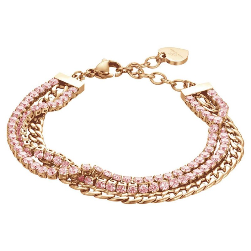 Bracciale Bambina Luca Barra Acciaio Farfalla Cristalli Rosa JB125