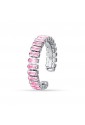 Anello Luca Barra Acciaio Anallergico Cristalli Baguette Rosa Misura S ANK428