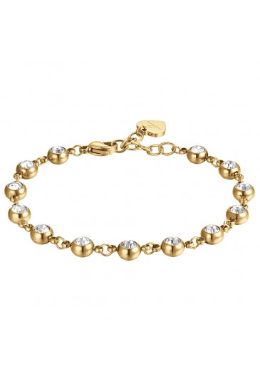 Bracciale Luca Barra Acciaio Anallergico Gold Cristalli Bianchi BK2441