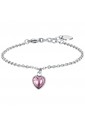 Bracciale Luca Barra Acciaio Anallergico Cuore Punto Luce Rosa BK2413