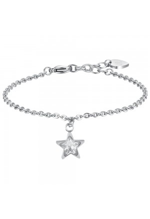 Bracciale Luca Barra Acciaio Anallergico Stella Punto Luce Bianco BK2415