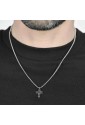 Collana Luca Barra Acciaio Anallergico Pendente Croce Cristalli Neri CA458