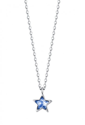 Collana Luca Barra Acciaio Anallergico Stella Punto Luce Azzurro CK1819