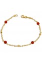 Bracciale Neonati Corallo Rosso Oro Giallo 18KT Regalo Nascita Fantasia Monile X1HLQFM