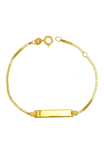 Bracciale Neonato Piastrina Centrale Oro Giallo 18KT Regalo Nascita Fantasia Monile 3RZ30FM