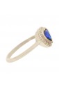 Anello Pietra Blu Taglio Cuore Oro Bianco 18KT Misura 16 Fantasia Monile SRAYAFM