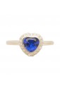 Anello Pietra Blu Taglio Cuore Oro Bianco 18KT Misura 16 Fantasia Monile SRAYAFM